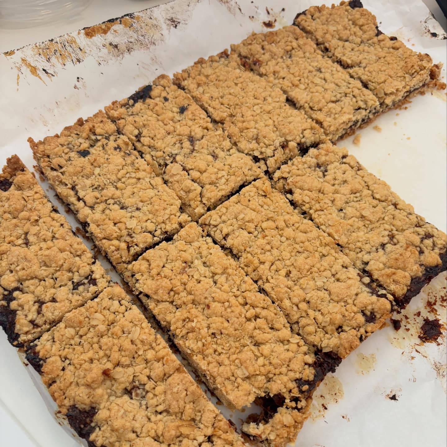 Tray of oatmeal cookies and crumb bars